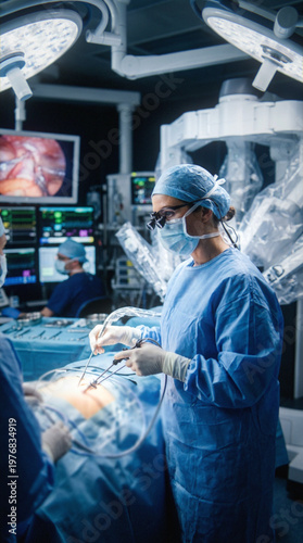 Nowoczesna technologia w służbie zdrowia. Technologia na salach operacyjnych. Nowoczesny lekarz. Koputerowa hirurgia. 