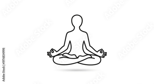 Yoga meditation pose outline on white background