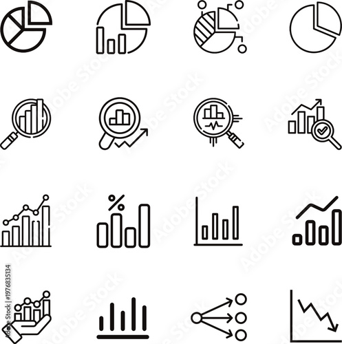 Data graph icon vector, analytics chart symbol, business statistics infographic element, modern flat design