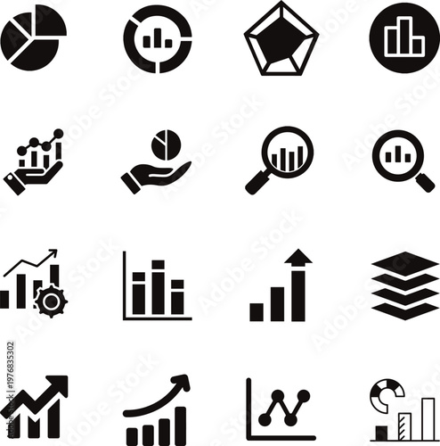 Data graph icon vector, analytics chart symbol, business statistics infographic element, modern flat design