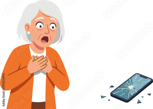 Woman shocked by broken smartphone screen