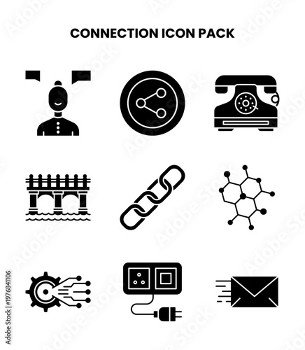 Connection Glyph Set Icons Pack