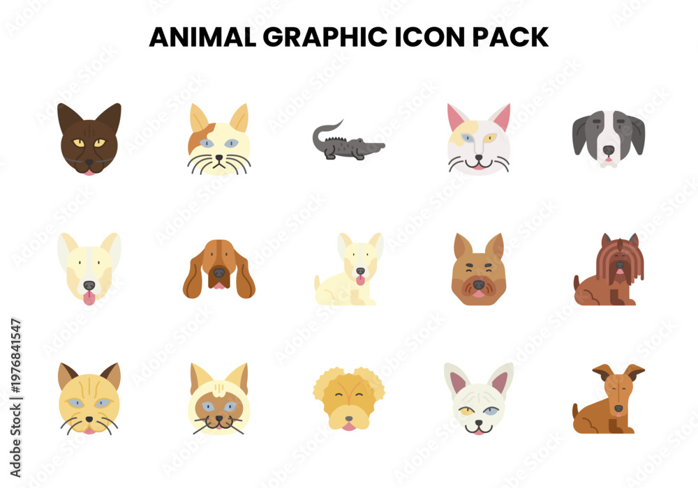 Fototapeta premium Animal Graphic Flat UI Icons Pack