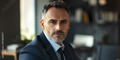 Businessman Analyzing Stock Market Data with Clear Facial Detail in Modern Financial Trading Environment