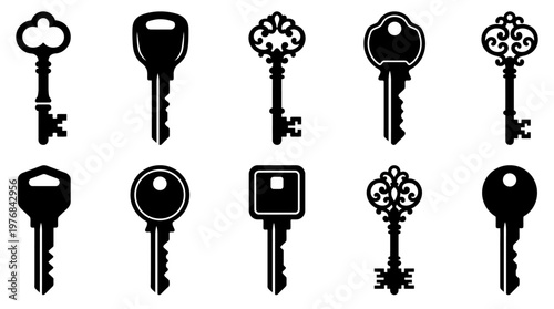 Key Silhouette Vector Pack – Minimalist Lock & Security SVG Collection