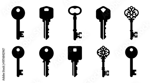 Key Silhouette Vector Pack – Minimalist Lock & Security SVG Collection