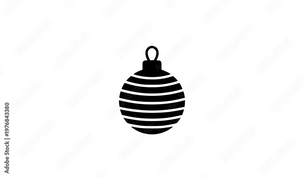 Fototapeta premium Stylized Christmas ornament silhouette vector with decorative stripes black flat design