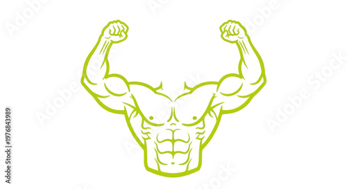 Strong Muscular Bodybuilder Torso Icon, Fitness and Strength Symbol