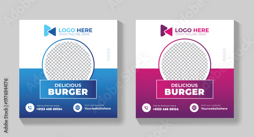 Delicious Burger Banner Template for Social Media Ads