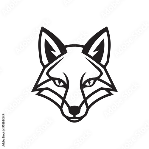 Stylized Fox Head Emblem Geometric Design.