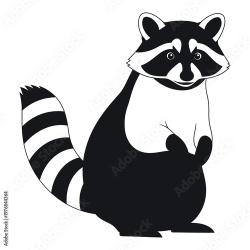 Cute cartoon raccoon standing on hind legs looking friendly and curious animal icon