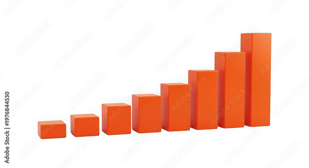 Fototapeta premium Graph showing growth with orange bars on a white background