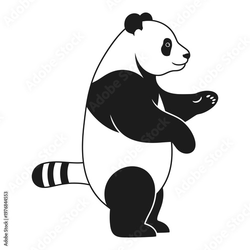 Cute panda bear standing on hind legs and playing  adorable animal icon