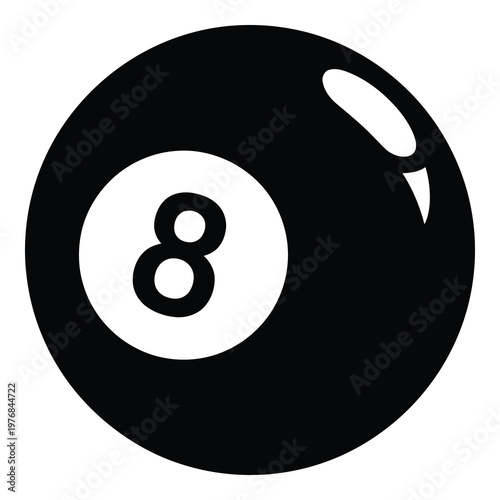 Eight ball pool billiards game symbol graphic design element isolated on transparent background icon