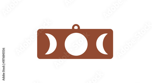 Brown Moon Phase Pendant Icon Illustration.