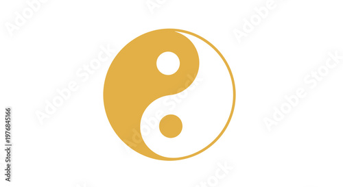 Yin Yang Symbol Gold Circle Icon.