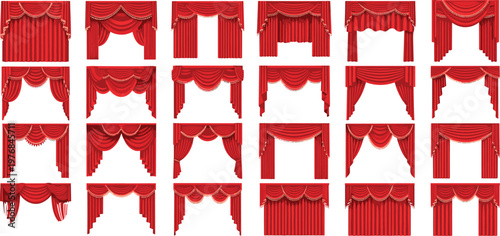 Elegant Red Stage Curtains and Drapes Set for Theater, Performance, and Event Design ProjectsElegant Red Stage Curtains and Drapes Set for Theater, Performance, and Event Design Projects