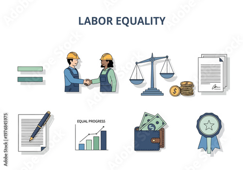 Promoting Labor Equality A Visual Representation of Fair Work Opportunities, Equal Pay, and Workplace Harmony