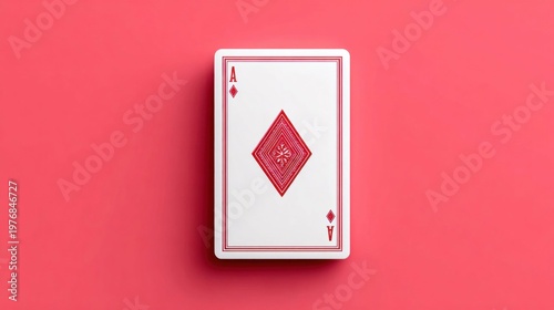 Ace of diamonds playing card centered on a vibrant pink background with subtle shadow