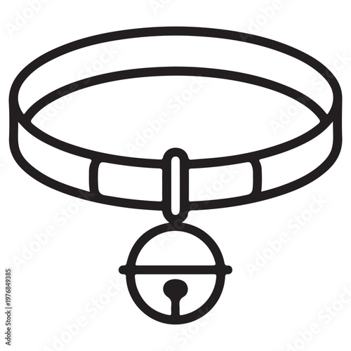 A black and white drawing of a dog collar with a tag