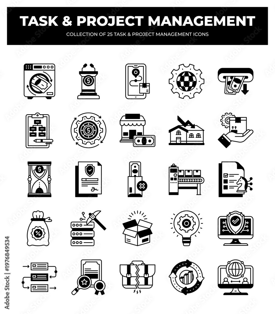 Fototapeta premium Project & Task Management Icons: Streamline your workflow