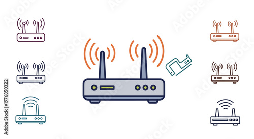 Wireless router with antenna signals.