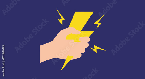 Hand with yellow lightning bolt energy.