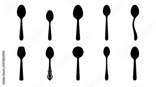 Spoon Silhouette Vector Pack – Minimalist Kitchen Utensil SVG Collection