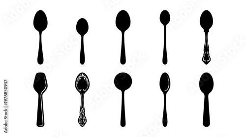 Spoon Silhouette Vector Pack – Minimalist Kitchen Utensil SVG Collection