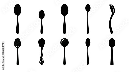 Spoon Silhouette Vector Pack – Minimalist Kitchen Utensil SVG Collection