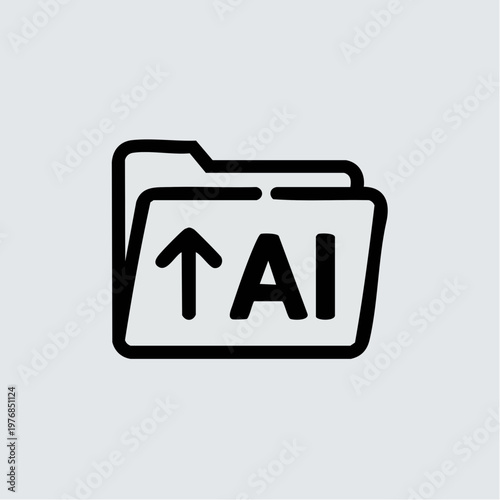 AI File Upload Icon Black Minimalist