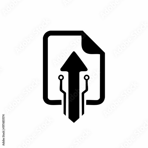 AI File Upload Icon Black Minimalist