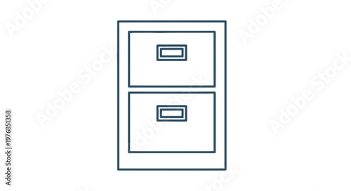 Simple Line Drawing of Filing Cabinet.