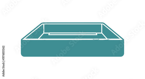 Teal Colored Rectangular Box Illustration.
