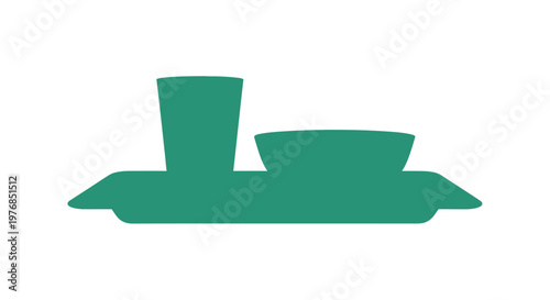Green Silhouette of a Tug Boat.