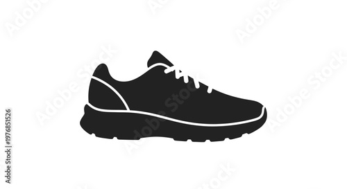 Black Running Shoe with White Laces.