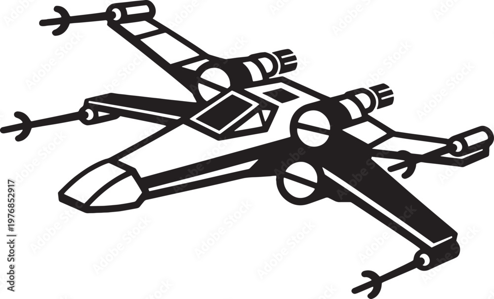Fototapeta premium Starfighter spaceship vector graphic science fiction technology object.