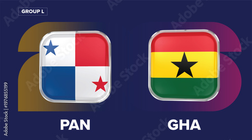 Panama vs Ghana - Group L Football Rivalry with National Flags