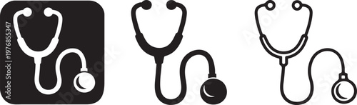 Modern doctor stethoscope icon bold uniform stroke.