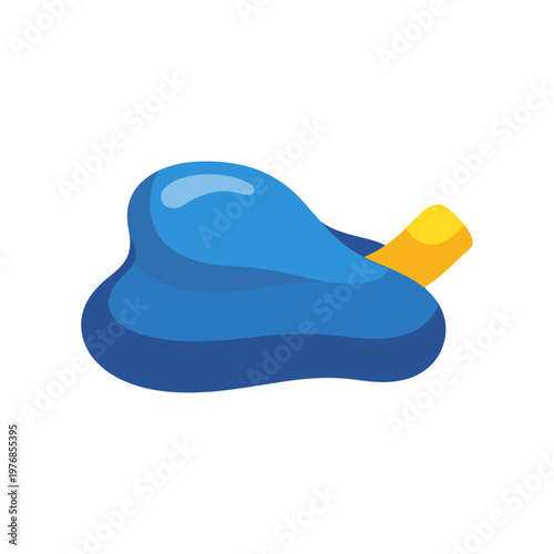 Slime toy blob blue putty substance colorful elastic sticky game piece vector icon isolated on white background bright kids play material gooey clay dough flexible splash element creative design.