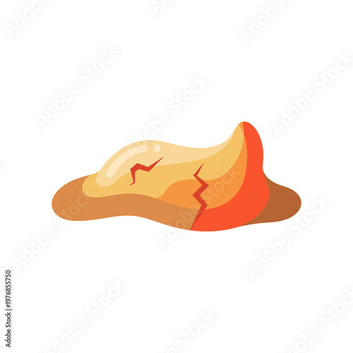 Abstract texture background with cracked and broken surface element isolated on white, showcasing destruction and aging process on material object.