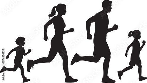 Family members participating in a running activity together