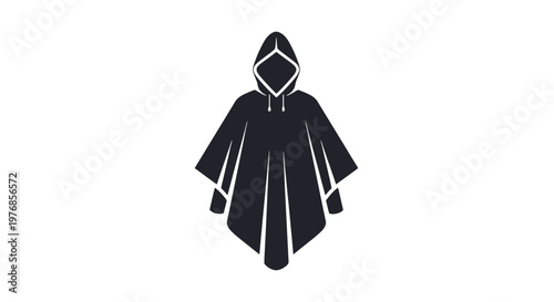 Black Hooded Cloak with White Trim.