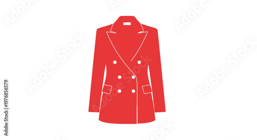 Red Double Breasted Blazer Jacket Illustration.