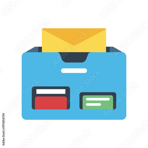 Email in folder icon inbox receive send message file storage data internet digital communication online mail notification information envelope.
