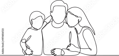 Family embracing each other in a heartwarming group hug illustration