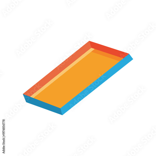 Empty rectangular tray container food serving restaurant kitchen dishware catering plastic utensil modern design isolated white background copy space.