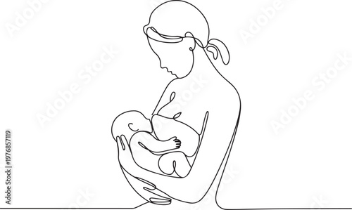 Mother breastfeeding her newborn baby in a tender and caring moment