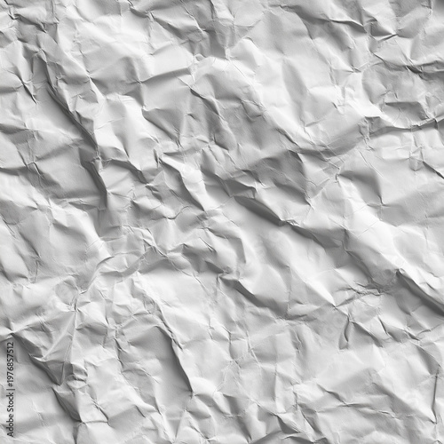 Seamless heavily crushed paper ball texture deep folds background.