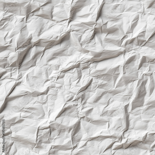 Seamless heavily crushed paper ball texture deep folds background.